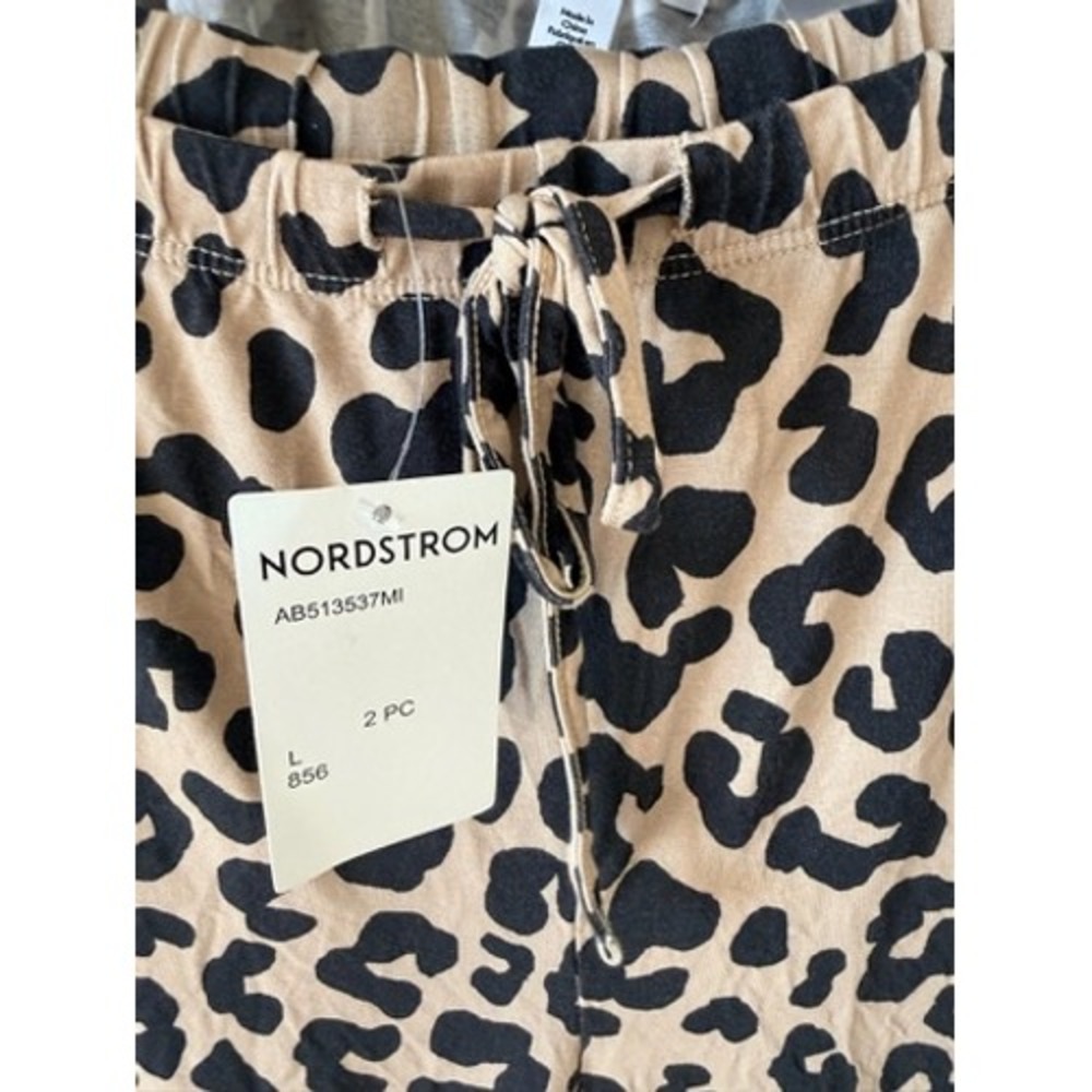 Abound Nordstrom Kayla Animal Leopard Print Lounge Pajama Set Tan Black - Picture 4 of 5
